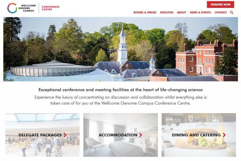 Screenshot of conference centre homepage