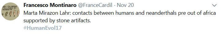 #HumanEvol17 tweet by @FrancesCardil