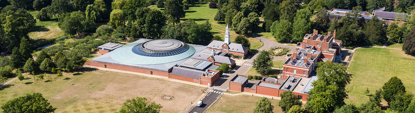 Aerial shot of Hinxton Hall Conference Centre