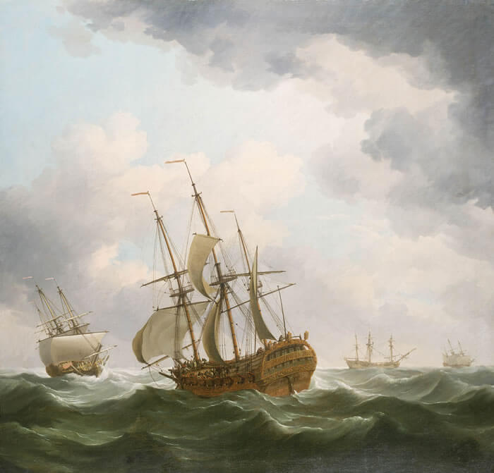 Oil painting of an East Indiaman sailing ship c.1759.